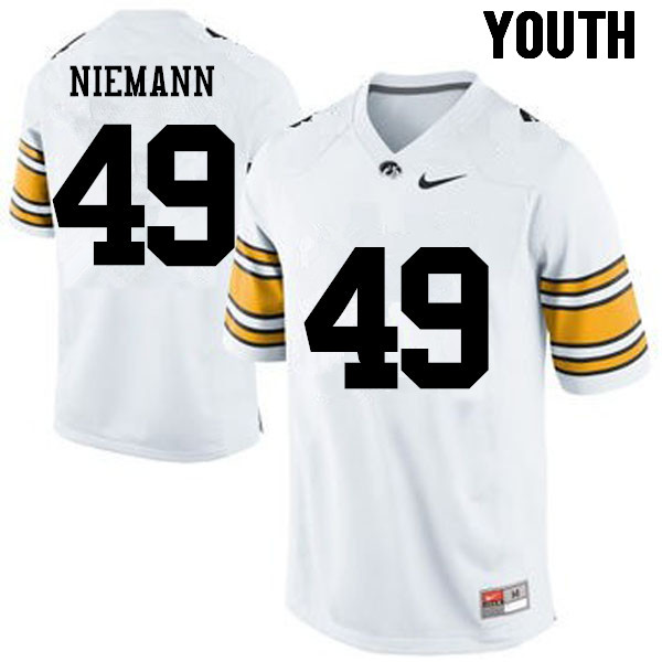 Youth Iowa Hawkeyes #49 Nick Niemann College Football Jerseys-White